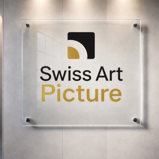 Exemple — logo Swiss Art Picture imprimé sur plexi premium