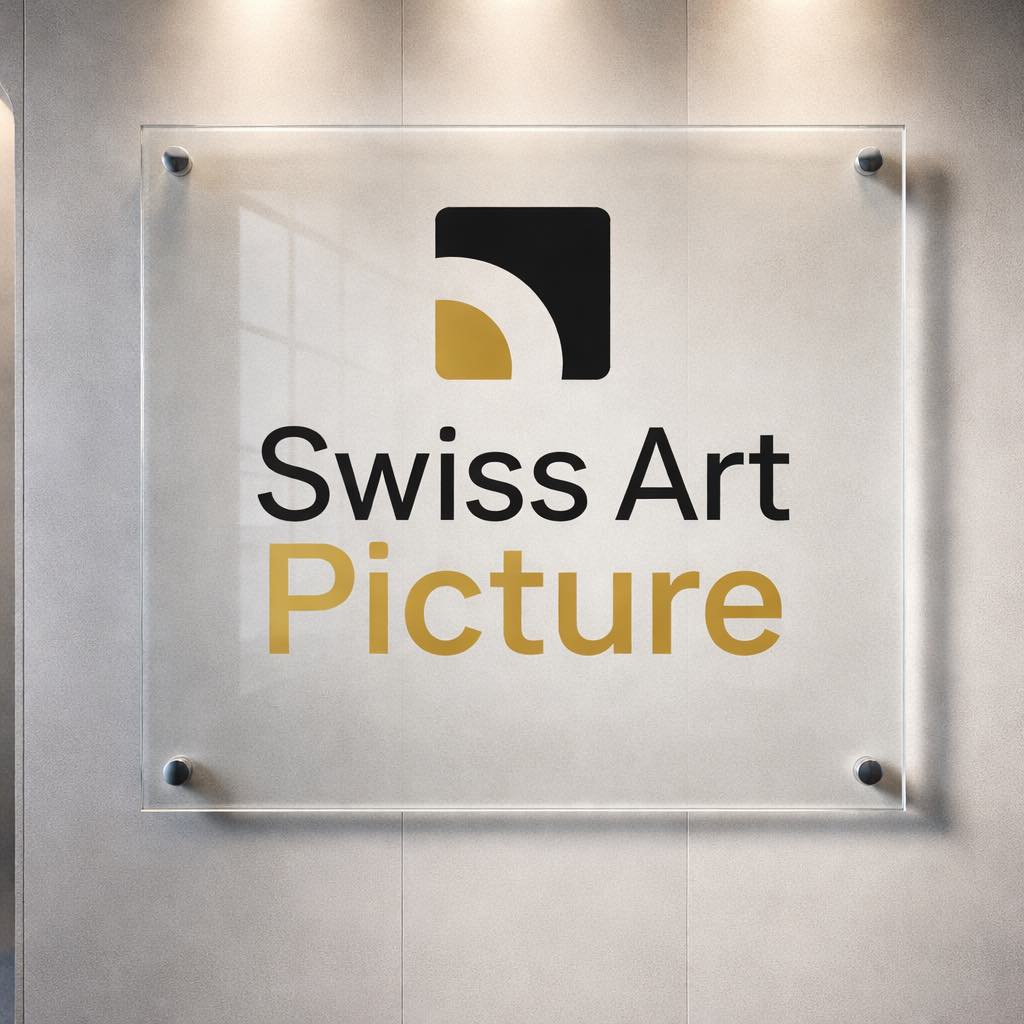 Nouveau rendu — logo Swiss Art Picture imprimé sur plexi premium