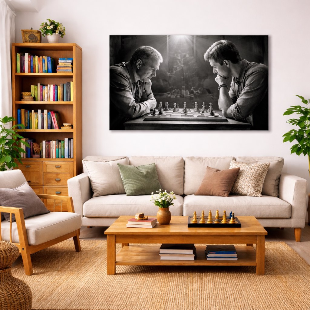 Tableau photo noir et blanc en plexiglass avec rendu galerie d’art