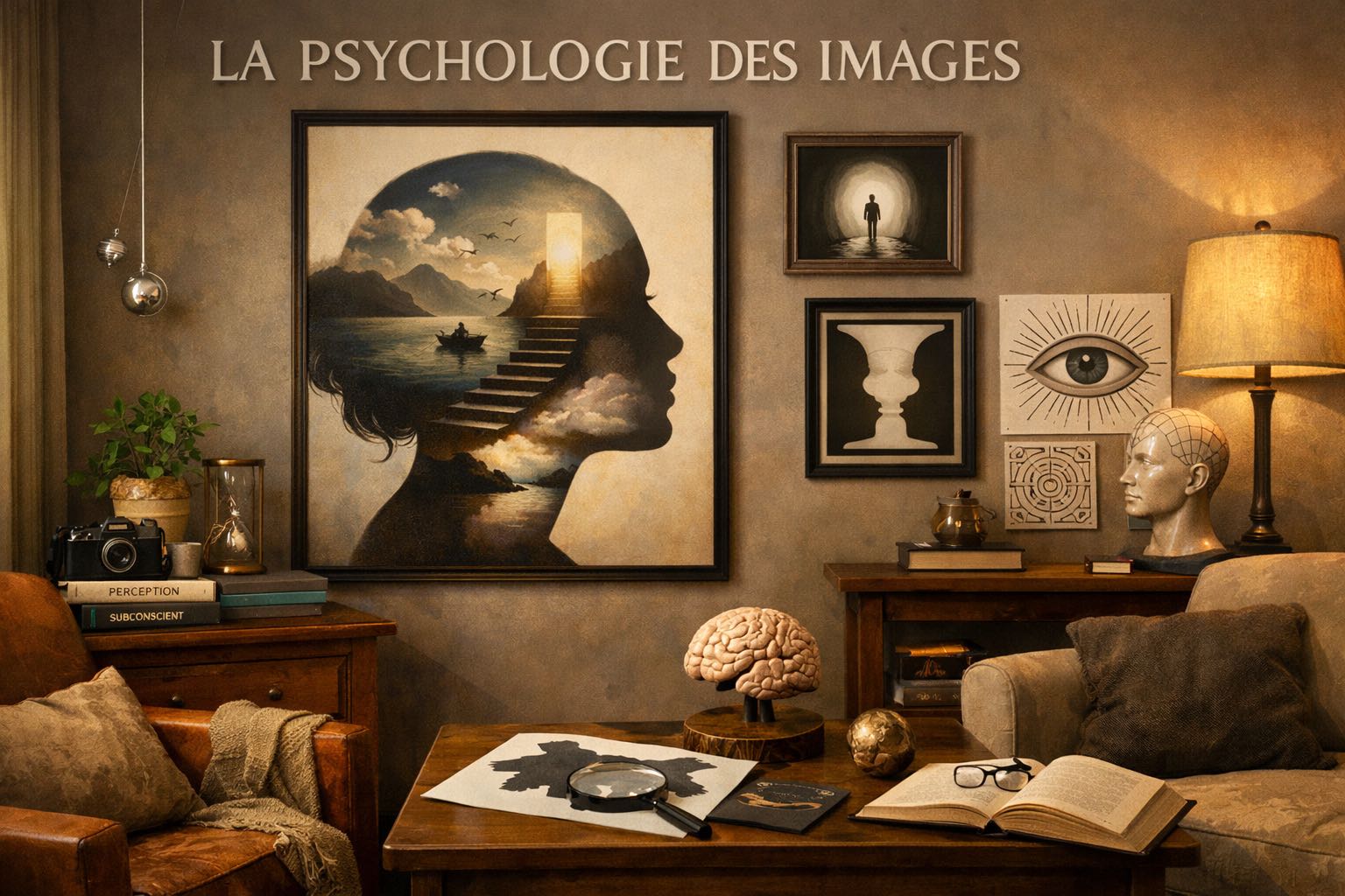 La psychologie des images dans un interieur sur des mur dans des tableaux