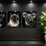 Tableau plexi type galerie avec des visages d'animaux