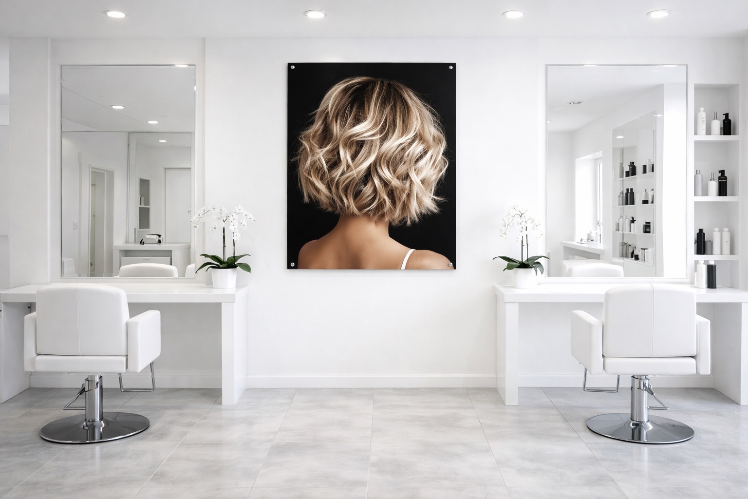 Exemple pro — impression premium en salon de coiffure