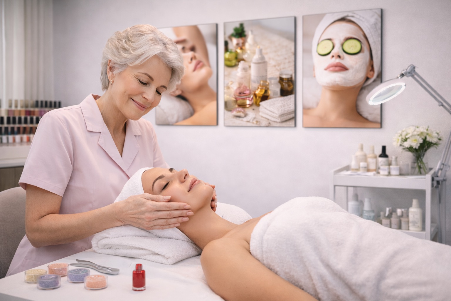 Décoration institut de beauté : cabinet esthétique élégant avec tableau plexiglass